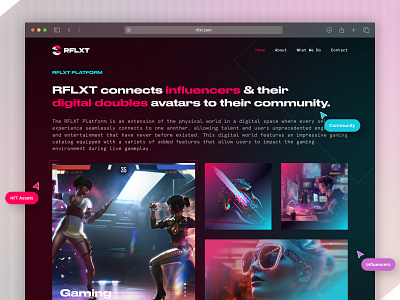 Community Connects! activity avatars community connects cursor dark theme design digital doubles entertainment gaming influencers nft platform ui ux strategy