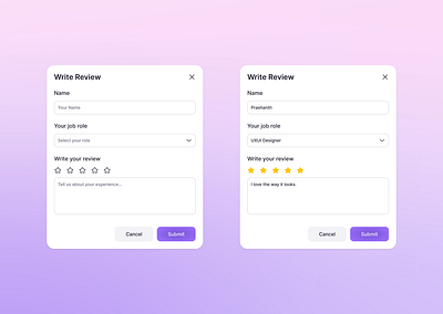 Review model popup branding cards deisgner design model popup review ui uiux ux webdesign