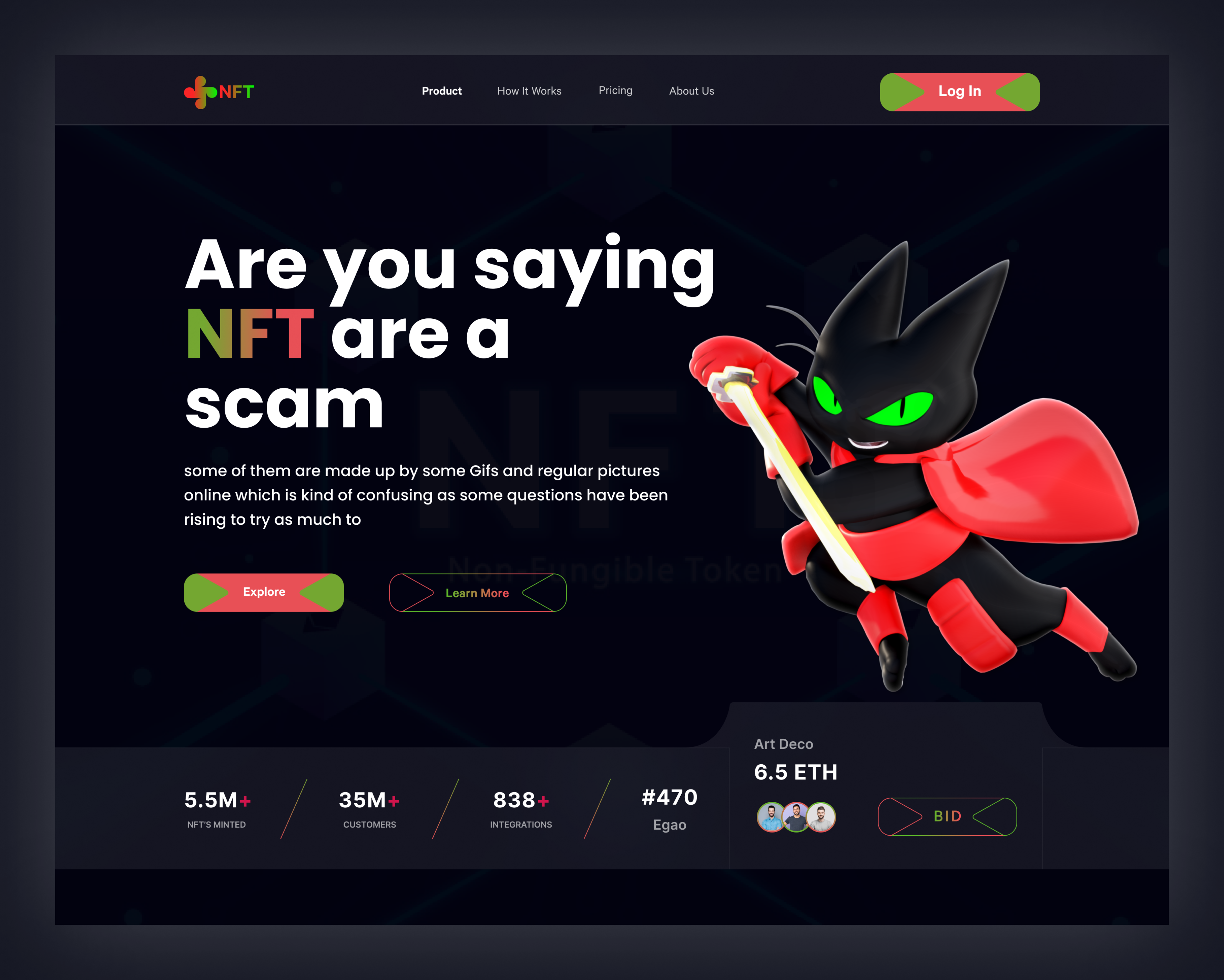 Example of Nft Mobile App / Landing Page / Website