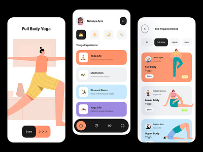 Yoga app - Mobile app app design body weight fitness health health app meditation mental health mobile design nataliya relaxing app sports training ui ux wellness workout yoga yoga app yoga application yoga experience