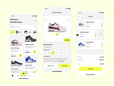 Shoes E-Commerce Mobile App buy design e shop ecommerce ecommerce app fashion store app minimal mobile mobile app mobile design online shop saas shoes shoes app shopping store ui ux ux