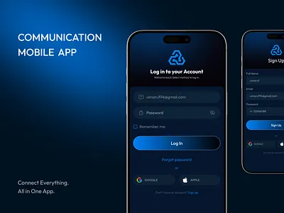 Mobile app login screen and sign up flow app collaboration communication app credential form login login page login screen minimalist mobile app saas signin signup signup form signup page signup screen signupform ui ui design ux