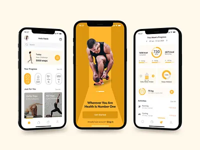 Fitness App UI with Personalized Health Insights app design branding design graphic design illustration ios app development logo mobile app ui vector