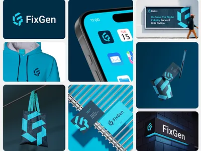 FixGen Brand Identity, Logo design, tech logo ai logo brand design brand identity brand logo company logo graphic design letter f logo logo logo design logo redesign minimal logo modern tech logo software logo startup tech logo techno logo technology logo visual identity