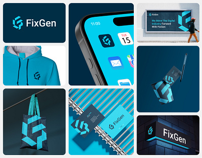 FixGen Brand Identity, Logo design, tech logo ai logo brand design brand identity brand logo company logo graphic design letter f logo logo logo design logo redesign minimal logo modern tech logo software logo startup tech logo techno logo technology logo visual identity