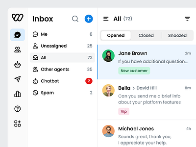 Whelp - Inbox chat conversations design system inbox messages product design ui ui design ux visual design