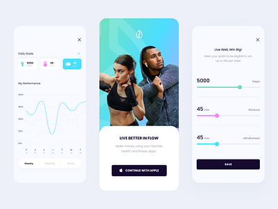 Flowell - Register & Set Your Goals app app design blockchain cryptocurrency design fitness ios move2earn ui ui design ux ux design web 3.0