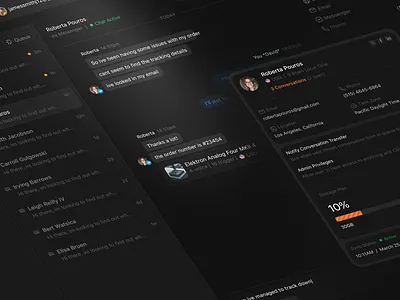 Customer Service Dark Mode chat clean dark dark mode design details interface message minimal product saas service settings sidebar ui ui design ux ux design web