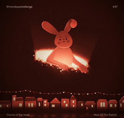 Year of the Rabbit 2d animation bunny celebration character chinesenewyear design fireworks illustration motion graphics rabbit