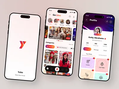 Make Friends and Live Streaming Mobile App Design app design chat connection film ios live live streaming app mobile app netflix onboarding screen product design serie social media app streaming trend ui ux video player video stream youtube