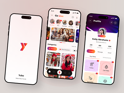 Make Friends and Live Streaming Mobile App Design app design chat connection film ios live live streaming app mobile app netflix onboarding screen product design serie social media app streaming trend ui ux video player video stream youtube