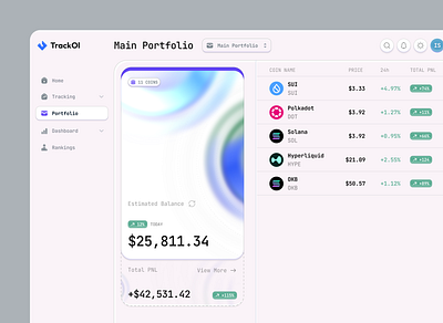 Portfolio Overview app balance clean crypto dashboard defi minimal product ui wallet web3 webapp