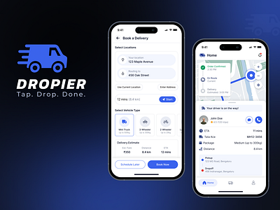 Dropier – Your Urban Delivery Partner app courier mobile porter transport uiux