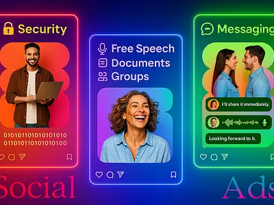 Vibrant & Minimal" ads banner design graphic design illustration minimal modern neon social ui ux