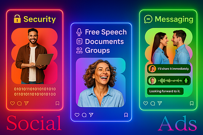 Vibrant & Minimal" ads banner design graphic design illustration minimal modern neon social ui ux