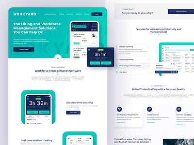 Workyard Landing Page design home homepage landing landing page navigation saas site ui uiux ux web site webdesign webpage website