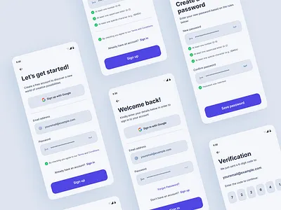 A Sample UI: Sign in and Sign up app authentication branding daily challange daily ui dailyui light light mode lightmode login minimal mobile modern onboarding sign in signup ui ui ux uiux ux