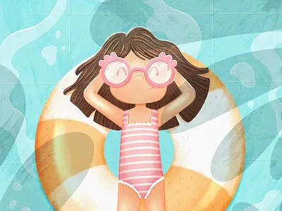 Hello sunshine ☀️ character cute happy illustration pool procreate smile summer