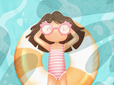 Hello sunshine ☀️ character cute happy illustration pool procreate smile summer