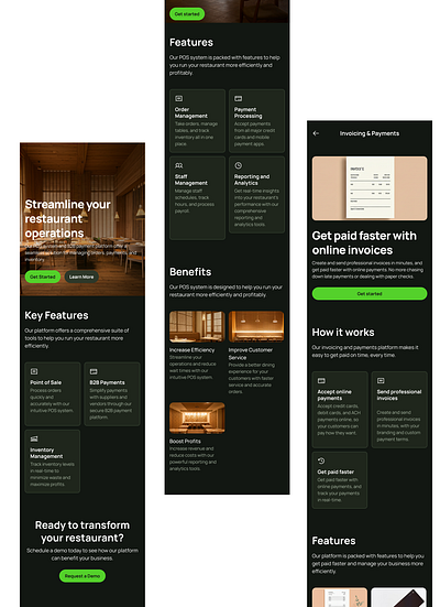 Mobile-First Website for Restaurant POS & B2B Payment Platform branding design typography ui ux