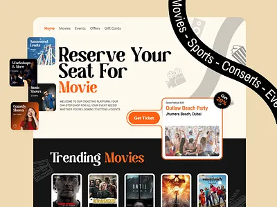 🎥 Movie Seat Booking Website UI Design branding creative graphic design modern movie ticket ui ux vector website design