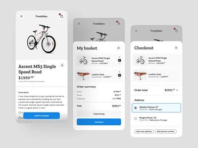 High-end bike e-commerce app app design bicycle app bike shop checkout flow digital product ecommerce mobile app porto portugal product design retails design shopping cart thoughtworks ui design user experience user interface ux design