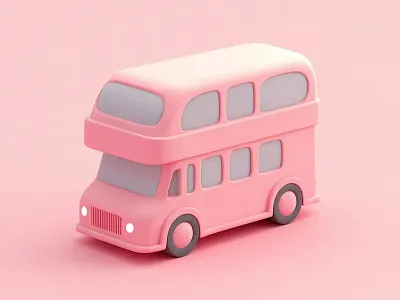 Pastel Double-Decker Bus | Cute 3D Bus Cartoon 3d 3d art 3d bus 3d cartoon 3d design 3d modeling artist bus car cute fun model modeling object pastel pastel colors pastel style pink render soft style