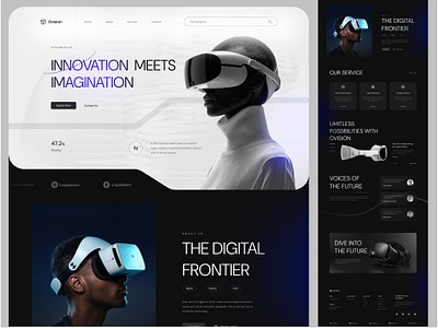 Virtual Reality Website Landing Page 3d design ai virtual reality ai web design futuristic immersive design landing page design minimal minimal design next gen design trendy uiux virtual assistant virtual reality virtual reality design virtual reality ui virtual reality uiux vision pro vr design vr interface design
