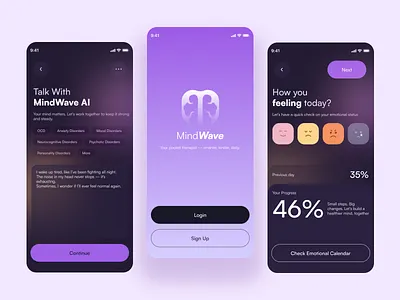 MindWave AI - Mental health mobile app ai figma mental health mobile mobile ui ui