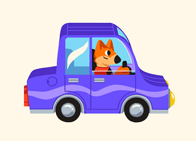 Car Design for a Board Game animal art board game car character design driver fox illustration