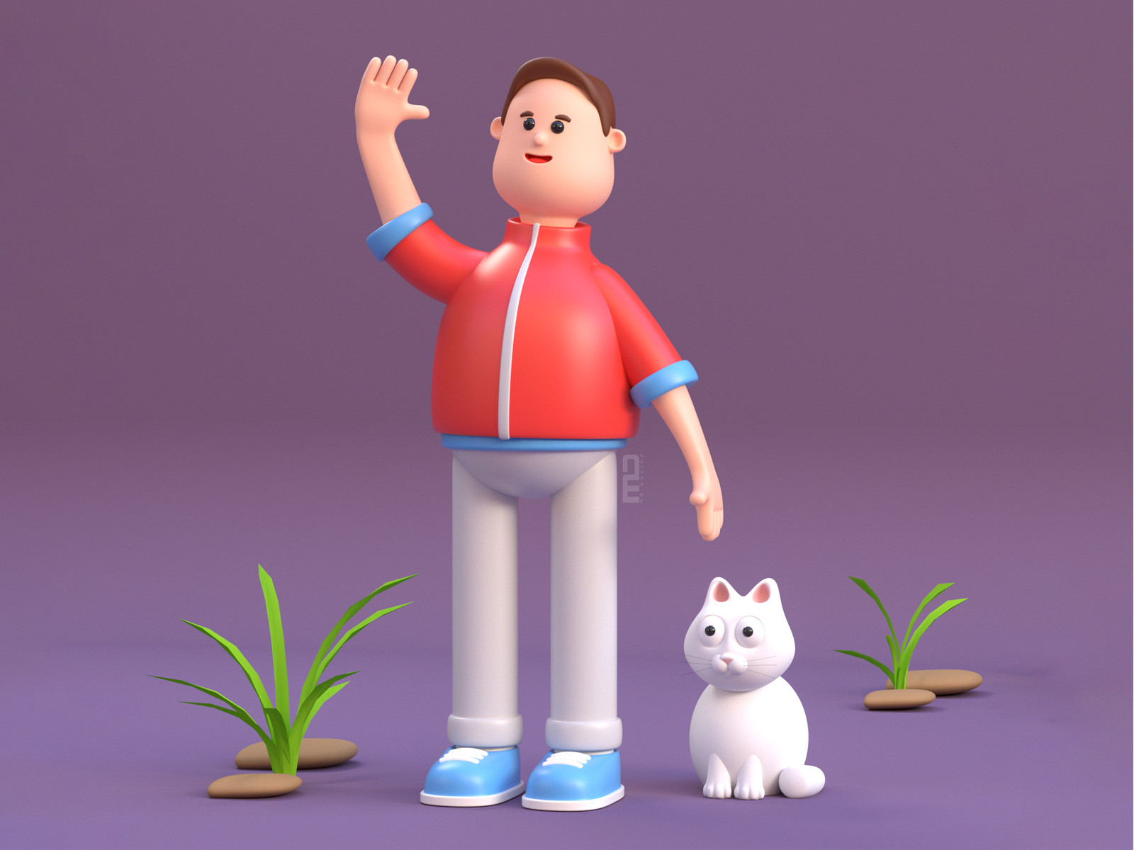 3D animated character for mobile app 3d animation app branding cat character dahish funny graphic design isometric logo mobile motion graphics render