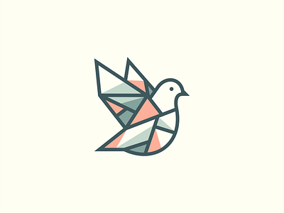 Geometric Dove Logo abstract animal bird branding design dove emblem flight geometric icon illustration lines logo mark origami peace pigeon vector wings