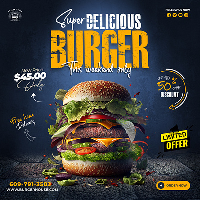 Epic Burger Sale Poster – Eye-Catching Weekend Promo Design brandcampaign burgerposter creativeadvertising creativedirection fastfooddesign foodadvertisement foodbranding foodlovers foodphotography foodui graphic design posterdesign posterinspiration promodesign promotionaldesign restaurantmarketing socialmediaad typographydesign