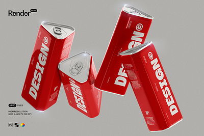 Soda Beer Can Mockup Set beer beverage branding can design metal mockup packaging set soda soda beer can mockup set triangle