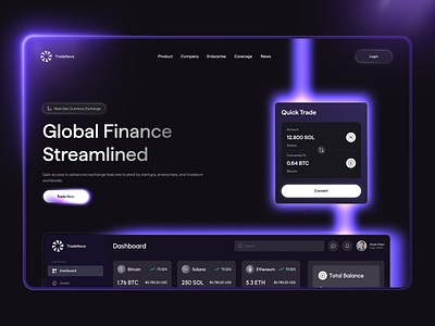 TradeNova Hero Design 3d 3d website branding crypto dashboard glow hero section homepage homepage design landing landing page landing page design trading ui design user interface ux design web web design website website design