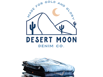 Desert Moon Denim Co. Branding - Made For Gold And Glory branding denim brand denim logo fashion label fashion logo graphic design illustration label design logo logo design typography
