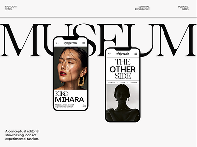 Ethereald — Digital Editorial Tribute app app design bold typography digital design editorial design editorial layout fashion figma grid layout magazine mobile typography ui uxui