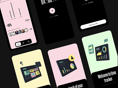 Productivity App animation black branding design ios mobile motion graphics ui