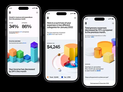 Digital Bank Mobile App Concept 3d analytics banking concept creative financial fintech app garden interface ios minimal mobile mobile app money saas savings startup statistics ui ux