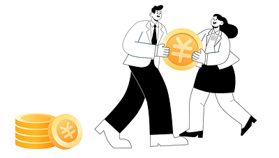 收获金币和财富 illustration work 金币 金融 黑白线条