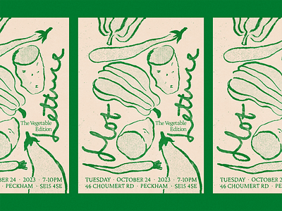 Supper Club - Hot Lettuce - Poster artwork branding brush club dinner food graphic design hand lettering illustration lettering meal menu poster print promo restaurant supper typography