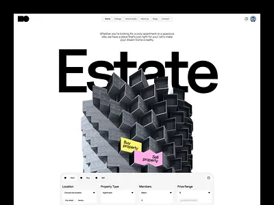 Estate - UI/UX For Real Estate Website Design Header apartment search ui clean ui home rental platform homepage header housing website design landing page design minimalist design modern web design product design property listing ui property website real estate design real estate ui real estate ux real estate web design real estate website responsive design uiux design waxyweb web design