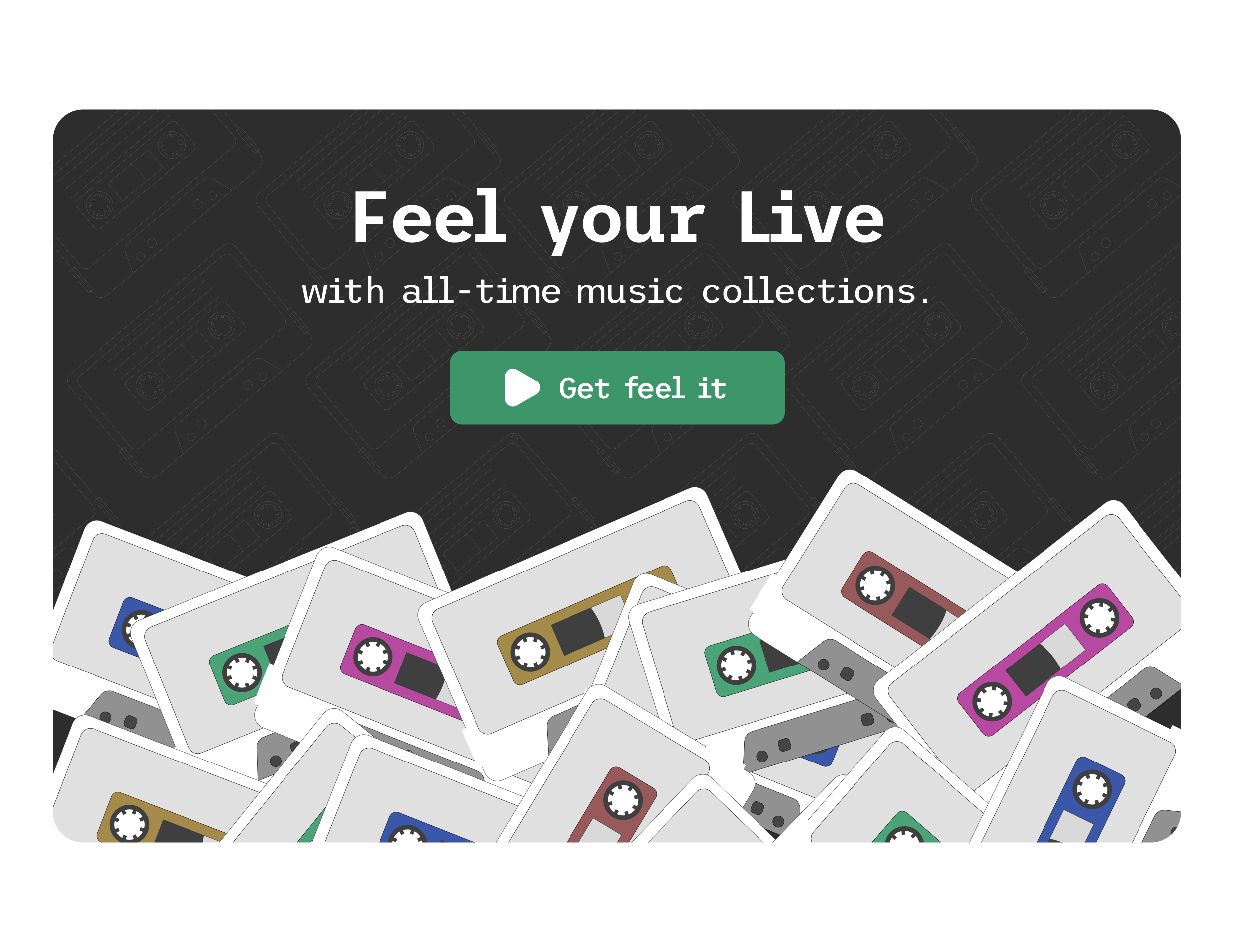 Feel with all time collections cassette classical music landing page music retro type player ui ux webdesign website