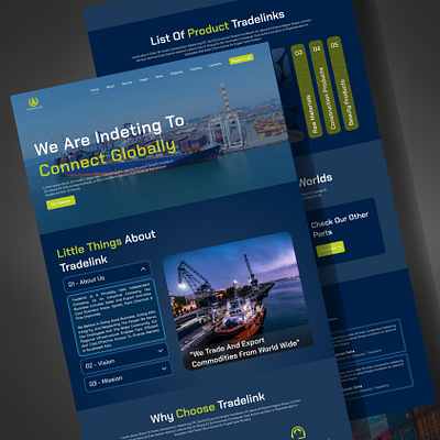 Tradelink - Export & Indenting Website UI business landing page desktop design export company website figma international trade design logistics website shipping trade ui ui uiux web design