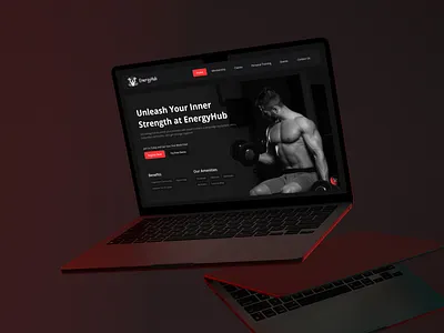 EnergyHub – Gym & Fitness Landing Page bodytransformation branding cleanui darkmodedesign darktheme figmadesign fitnesslandingpage fitnessui gymlandingpage gymwebsite healthtech landingpagedesign modernwebdesign responsiveui trainerbooking ui uiux ux webdesign workoutapp
