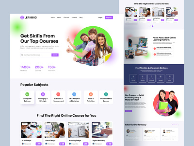 E-learning Website Design colorful course creative education elearning landingpage latest learn learning new online professional student teacher trend trending trendy uidesign webdesign website