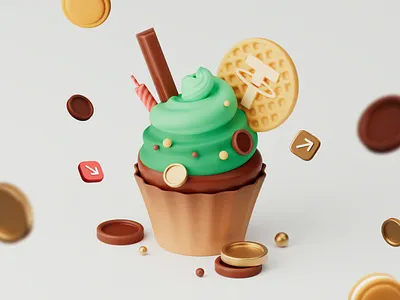 Cake 3d 3d illustration 3d render after effects bright c4d cake crypto deserts food illustration key visual redshift sweets tether usdt