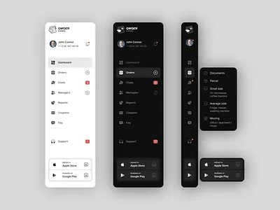 Sidebar for dashboard app dashboard delivery design express menu minimal navigate prototype service sidebar ui ux web