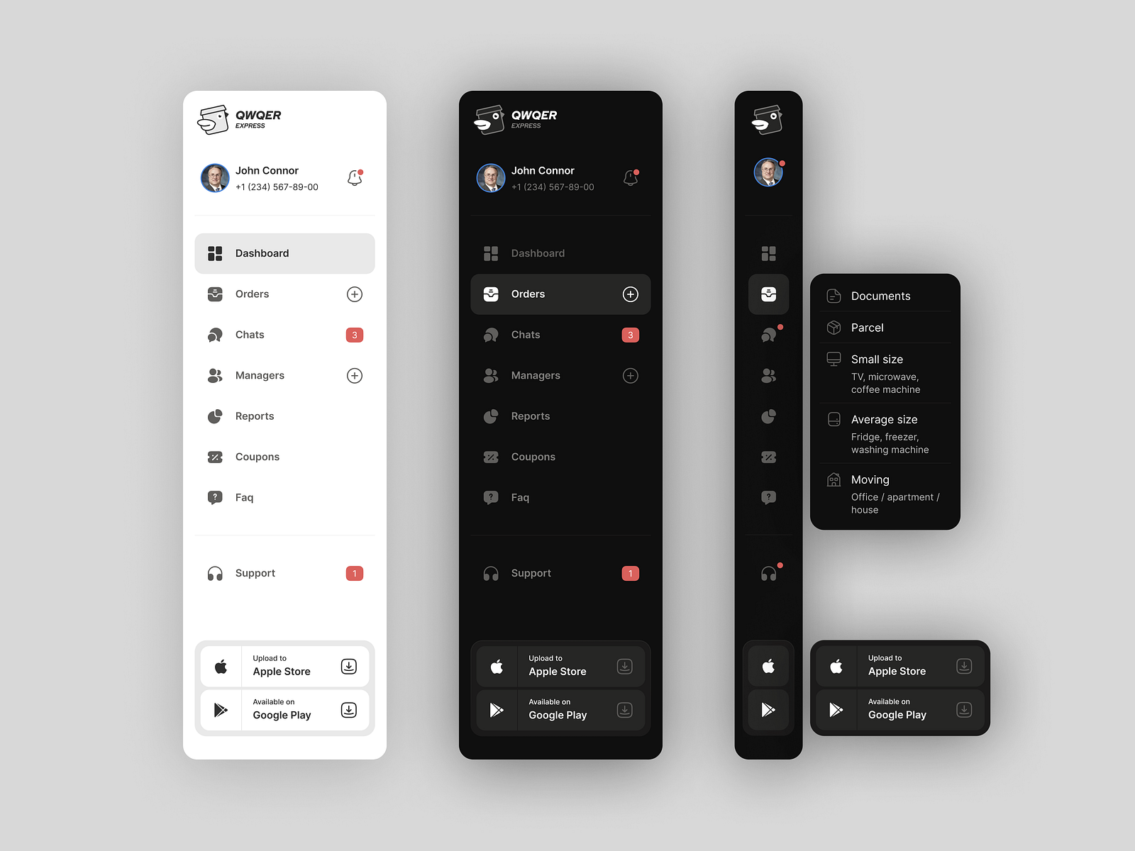 Sidebar for dashboard by Kostya Ershov for BRUX on Dribbble