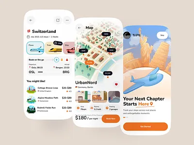 Trip Planner App – Explore, Book & Go app booking design figma design illustration ios mobile mobile app mobile application modern design tourism travel travel app trip ui user experience user interface ux ux design